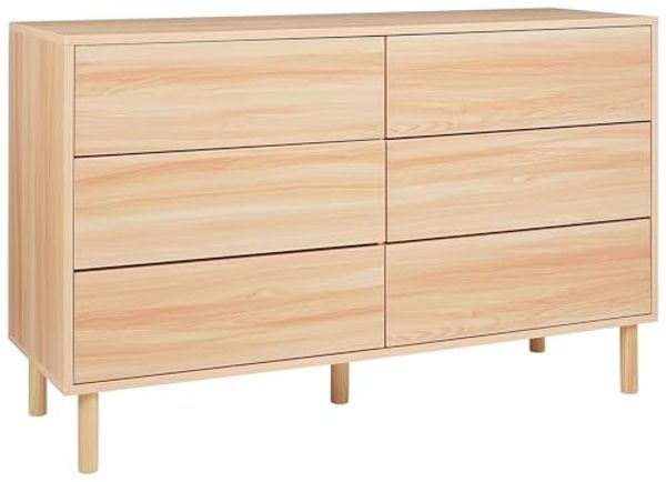 Kommode mit 6 Schubladen SHARPE 74 cm Heller Holzfarbton