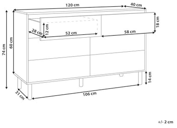 Kommode mit 6 Schubladen SHARPE 74 cm Heller Holzfarbton Bild 3