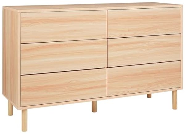 Kommode mit 6 Schubladen SHARPE 74 cm Heller Holzfarbton