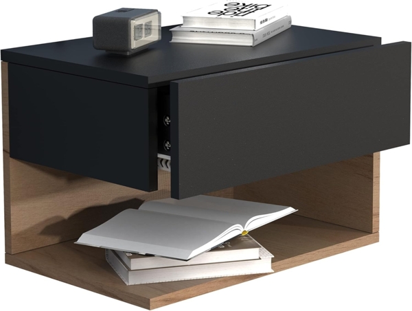 VCM Nachttisch Usal 918312 Schwarz / Honig-Eiche H. 30 x B. 45 x T. 32 cm Bild 4