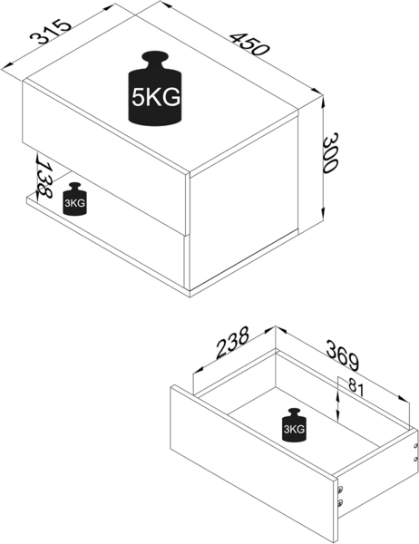 VCM Nachttisch Usal 918312 Schwarz / Honig-Eiche H. 30 x B. 45 x T. 32 cm Bild 3