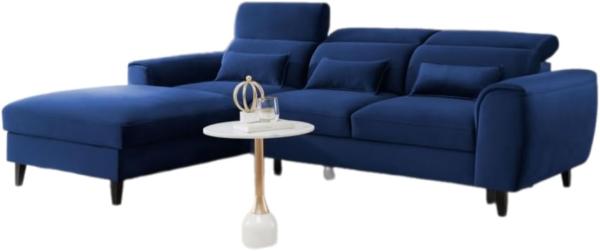 Designer Sofa Forino mit Schlaf- und Klappfunktion Blau Links