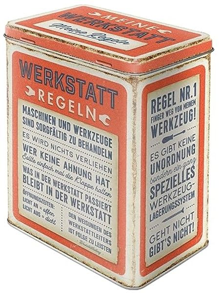 Nostalgic-Art Vorratsdose Metall Kaffeedose Blechdose Müslidose - Werkstattregeln
