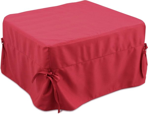 Dmora In ein Bett umwandelbarer Pouf, aus gepolstertem Stoff, inklusive Netz und Matratze, cm 75x75h42 cm, Farbe Rot Bild 6
