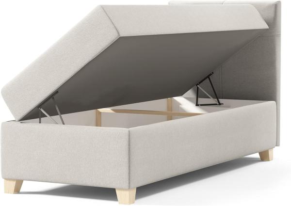 Boxspringbett Candy Mini mit Bettkasten und Topper - Einzelbett mit Bonell-Matratze und Topper, Bett mit Holzfüße, Jugendbett, Kinderbett (Schwarz (Soro 100), 100 x 200 cm) Bild 4