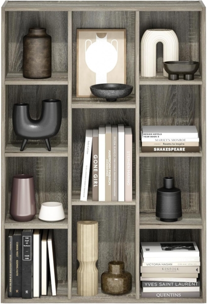 Furinno Luder Bücherregal mit 11 Würfeln, wendbar, offenes Regal, französische Eiche Bild 4