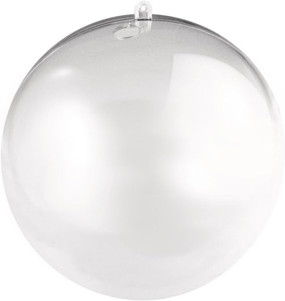 Plastik-Kugel, 2 tlg, 16 cm, mit 15 mm Loch für LED Kette, kristall