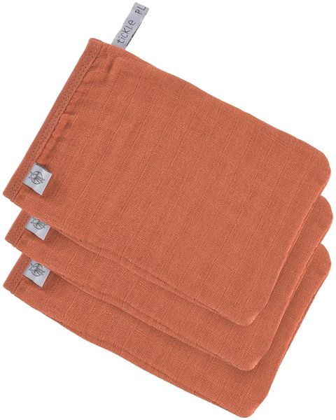 Muslin Wash Glove Set 3 pcs rust