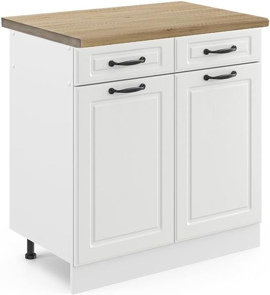 Vicco Küchenunterschrank R-Line, Weiß Landhaus/Weiß, 80 cm, AP Eiche