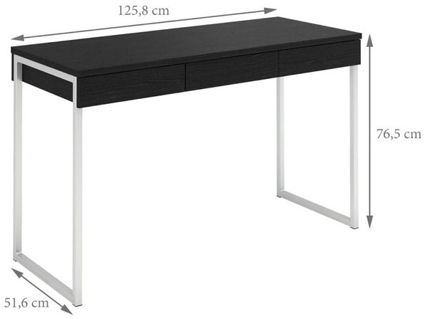ebuy24 Schreibtisch Fula Schreibtisch 3 Schubladen schwarz Esche Dekor Bild 3