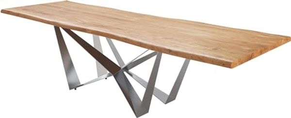 Esstisch Edge 300x100 XL Akazie Natur Spider Flachstahl Edelstahl Live-Edge