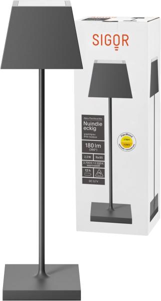 LED Tischleuchte, anthrazit, Touchdimmer, Akku, H 37 cm