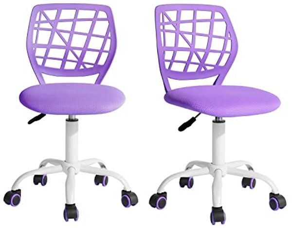 FurnitureR 2 Stück farbenfroher Stuhl, Computersitz, modern und verstellbar, Armlehne und Drehgelenk, Schreibtisch für Kinder, Arbeitszimmer, Arbeitsstuhl, Violett, Metall, Violett, 38,5x40 cm x