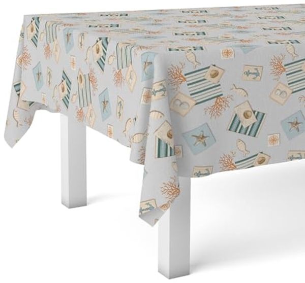 Martina Home Tischdecke, Wachstuch, Recife, Blau, rund