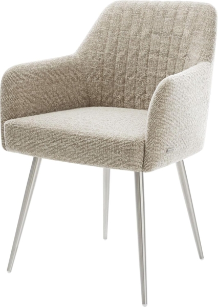 Esszimmerstuhl Greg-Flex Webstoff Soft Beige 4-Fuß konisch Edelstahl Taschenfederkern