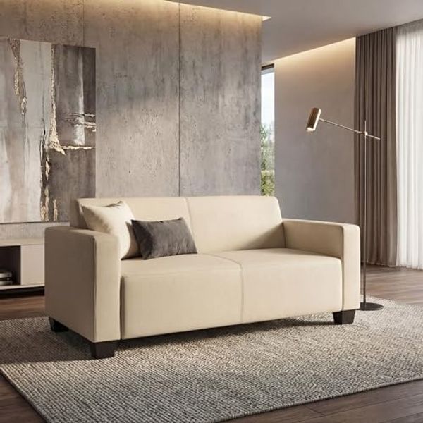 Modular 2er Sofa Couch Lyon Loungesofa Kunstleder 136cm ~ creme