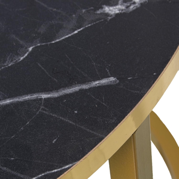 DRW Set mit 2 Couchtischen aus Holz und Metall in Gold Marmor-Effekt, 80x43 und 60x38 cm, vergoldet und schwarz, 80x43 y 60x38 cm Bild 4