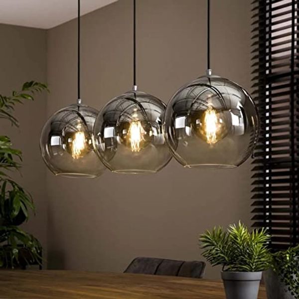 famlights Pendelleuchte famlights, Pendelleuchte Selina in Schwarz-transparent und Altsilber