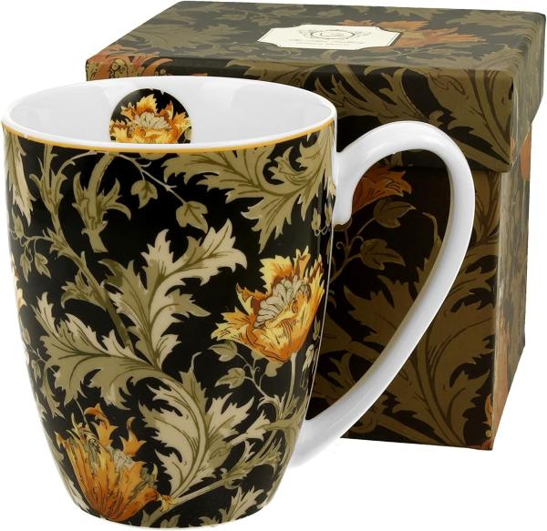 DUO ART GALLERY klassischer Becher 360 ml CHRYSANTHEMUM New Bone China Porzellan
