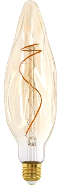 EGLO XXL E27 Lampe dimmbar, Spiral LED Retro Glühbirne Big Size, extra-großes Vintage Deko Leuchtmittel in Amber, 4 Watt, 270 Lumen, warmweiß, 2100 K, L 25,5 cm