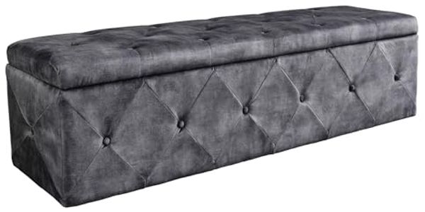 riess-ambiente Bettbank EXTRAVAGANCIA 140cm grau (Einzelartikel, 1-St), Polsterbank · Schlafzimmer · Samt · mit Stauraum · Flur · Chesterfield