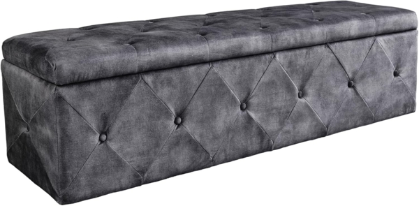 riess-ambiente Bettbank EXTRAVAGANCIA 140cm grau (Einzelartikel, 1-St), Polsterbank · Schlafzimmer · Samt · mit Stauraum · Flur · Chesterfield