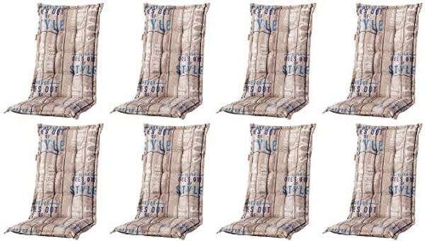 Madison 8x C306 Hochlehner Gartenstuhl Auflagen 8cm taupe gestreift