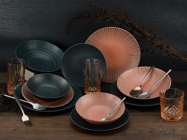 CreaTable 22489 Tafelservice Vesuvio für 4 Personen, Steinzeug, rot (1 Set, 12-teilig) Bild 3