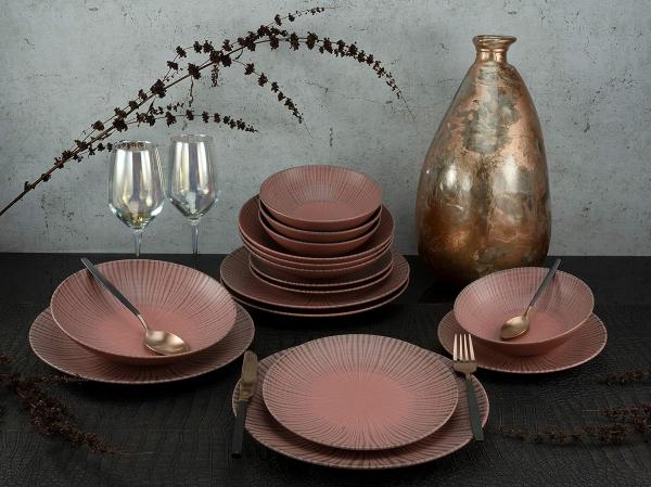 CreaTable 22489 Tafelservice Vesuvio für 4 Personen, Steinzeug, rot (1 Set, 12-teilig) Bild 2