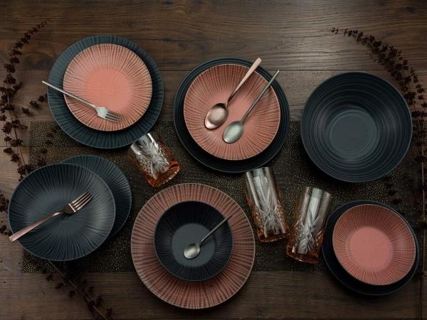 CreaTable 22489 Tafelservice Vesuvio für 4 Personen, Steinzeug, rot (1 Set, 12-teilig) Bild 4