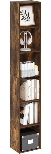 Furinno Luder 6-stufiges Bücherregal mit offenem Regal, Bernsteinkiefer
