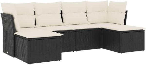 vidaXL 6-tlg. Garten-Sofagarnitur mit Kissen Schwarz Poly Rattan 3249845