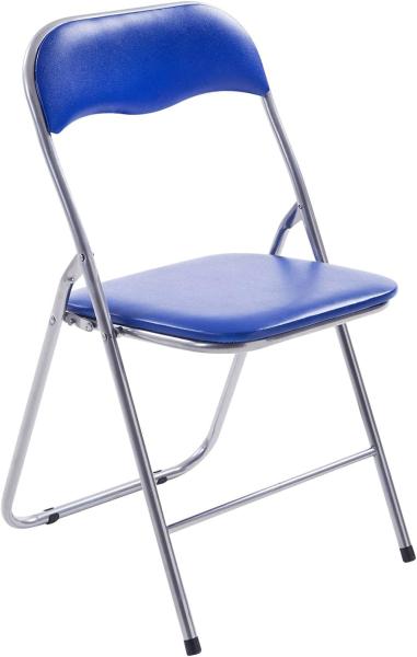 CLP Klappstuhl Felix Klappbarer mit Kunstleder PVC Sitz Gepolstert,blau/silber