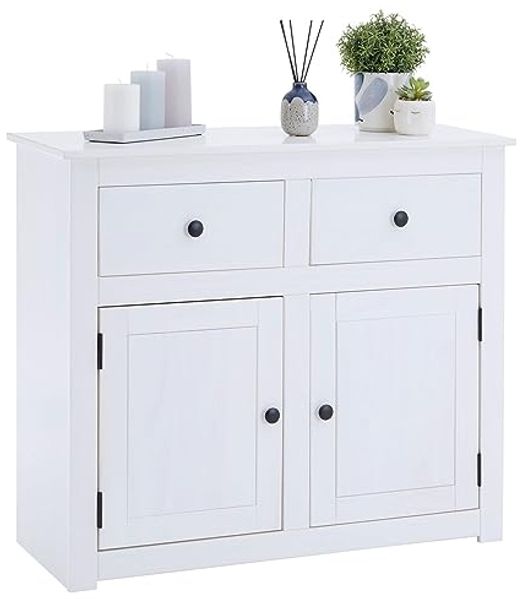 CARO-Möbel Kommode PAULO, Kommode weiß aus Kiefer mit 2 Schubladen und 2 Türen Sideboard Massivh