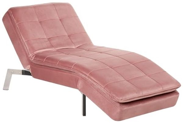 Chaiselongue Samtstoff rosa verstellbar LOIRET