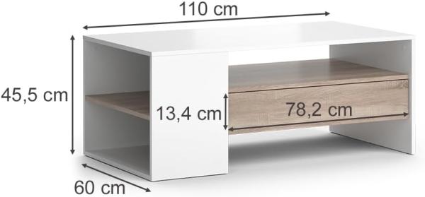 Couchtisch Fabien Weiß 110 x 60 cm Vicco Bild 3