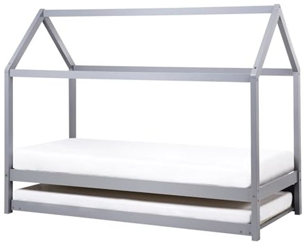 Beliani 'CRILLON' Kinderbett mit Ausziehbett, Kiefernholz grau, 90 x 200 cm Bild 6