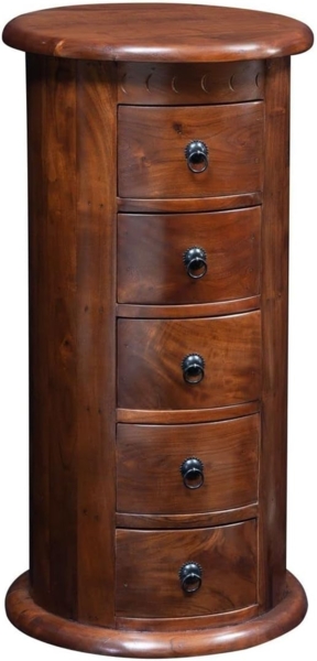 Massivmoebel24 Kommode (Massivholz), Kommode rund Akazie 45 x 45 x 88 nougat lackiert OXFORD #338