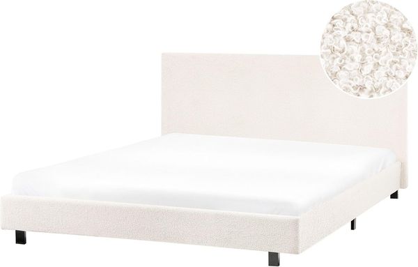 Bett mit Lattenrost Bouclé ALBI 140 x 200 cm Cremeweiß