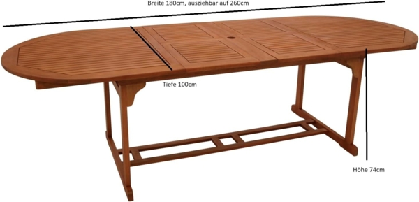 Ausziehtisch LAGO 180/260x100 cm, Eukalyptus geölt Bild 3