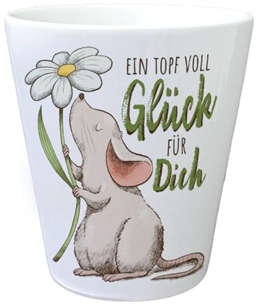 speecheese Blumentopf Maus Blumentopf mit Spruch Ein Topf voll Glück für dich