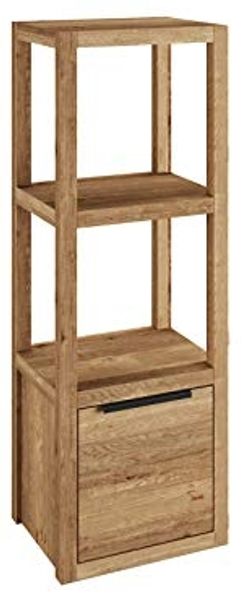 Wandregal Holz Wildeiche massivum Sydney 1-türig 31x90x25cm Hängeregal Badregal Küche Flur Bücherregal klein Regal mit Tür