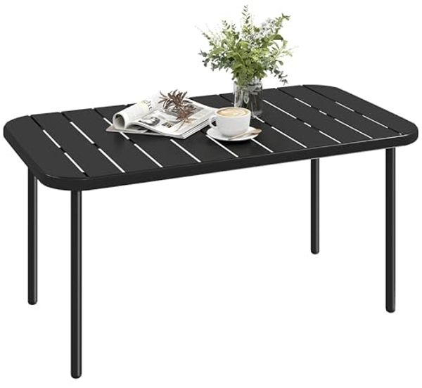 Outsunny Beistelltisch Rechteckig Kaffeetisch Outdoor (Gartentisch, 1-St, Outdoor-Couchtisch), Wetterfest und pflegeleicht