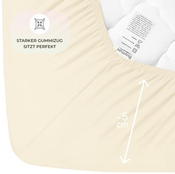 Buymax® Spannbettlaken 80x200 cm Baumwolle 100% Spannbetttuch Bettlaken Jersey, Matratzenhöhe bis 25 cm, Farbe Beige Bild 4