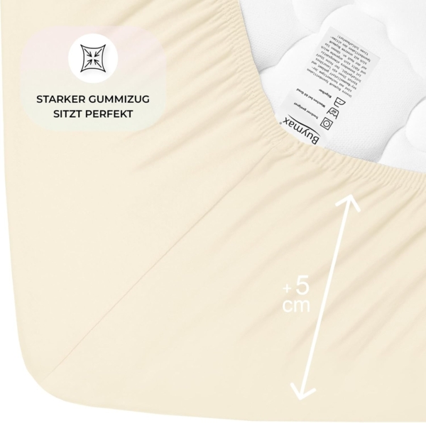 Buymax® Spannbettlaken 80x200 cm Baumwolle 100% Spannbetttuch Bettlaken Jersey, Matratzenhöhe bis 25 cm, Farbe Beige Bild 4