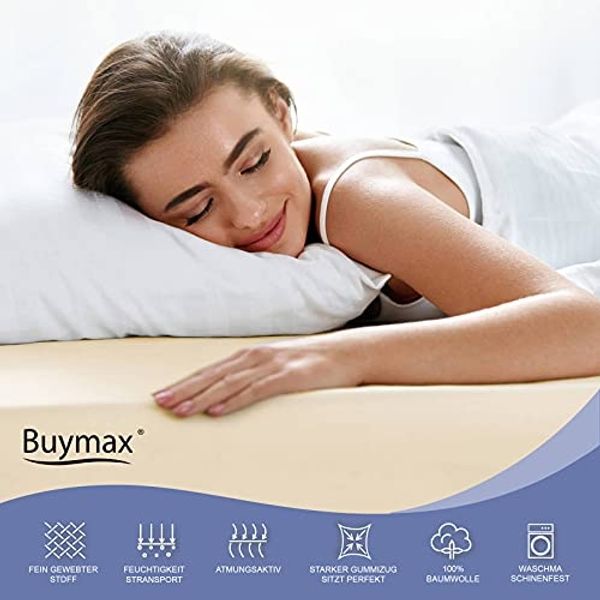 Buymax® Spannbettlaken 80x200 cm Baumwolle 100% Spannbetttuch Bettlaken Jersey, Matratzenhöhe bis 25 cm, Farbe Beige Bild 6