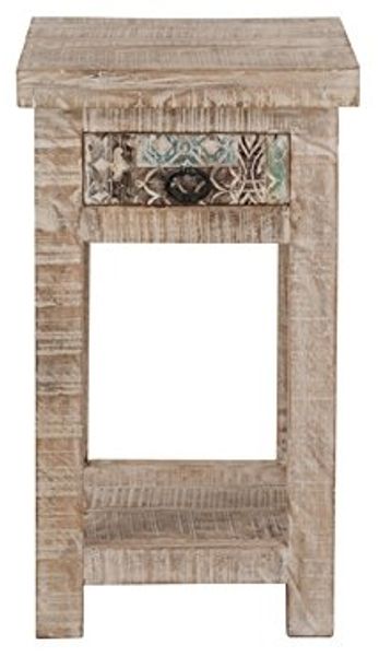 Beistelltisch >Singrauli< in ANTIQUE weiß aus Mangoholz - 35x75x35cm (BxHxT) Bild 4
