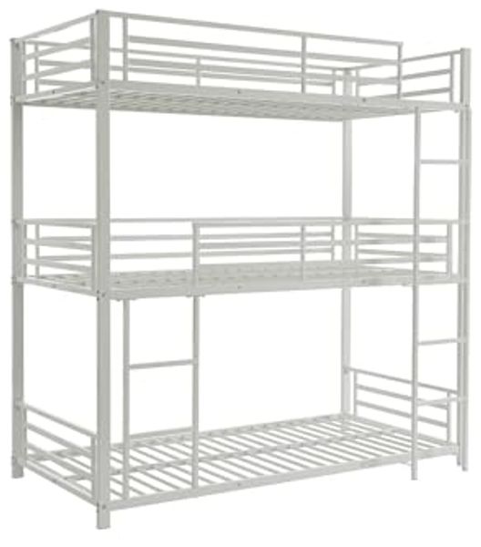 Vente-unique - ELOUAN Bett Metall Weiß - B 103 cm x H 205 cm x L 200 cm