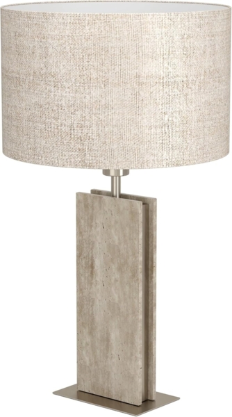 Tischleuchte Belesar 67 cm, Metall, Stein, Stoff, Beige, Braun, Weiß