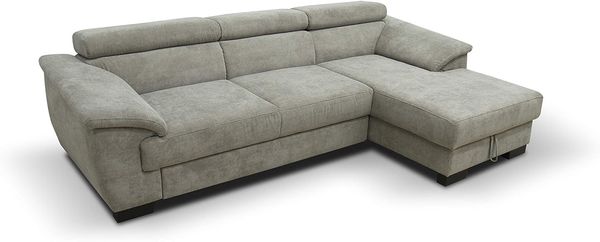 DOMO. collection David Sofa, Ecksofa mit Rückenfunktion, Eckcouch mit Schlaffunktion und Bettkasten (Staufach), 272x166 cm Funtkionssofa mit Federkern in beige-braun